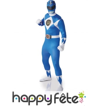 Combinaison seconde peau Power rangers bleu adulte