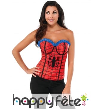 Corset Spiderman rouge et bleu pour femme