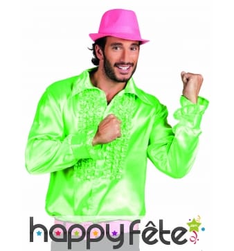 Chemise verte disco satinée pour homme