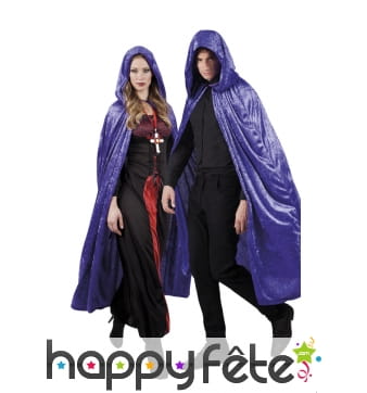 Cape violette effet velours avec capuche