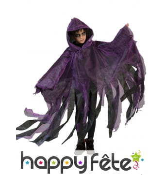 Cape violette et noire en lambeaux pour enfant