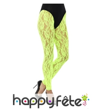 Collant vert fluo et dentelle sans pied