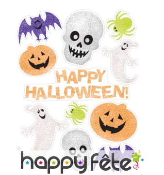 Déco autocollantes Happy Halloween pour fenêtre