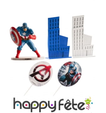 Décorations Captain America pour gâteau, 8 cm