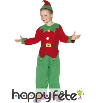 Déguisement enfant aide pere noel rouge vert