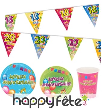 Décos Fiesta joyeux anniversaire colorées