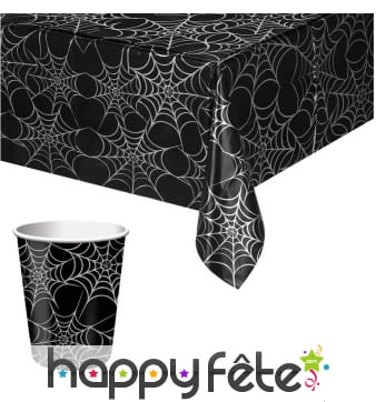 Décos noires imprimées toile pour table Halloween