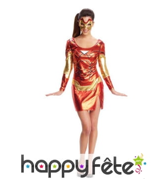 Déguisement robe courte de Iron man pour femme