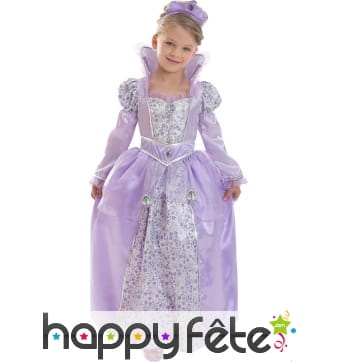 Déguisement robe violette de petite reine lilas