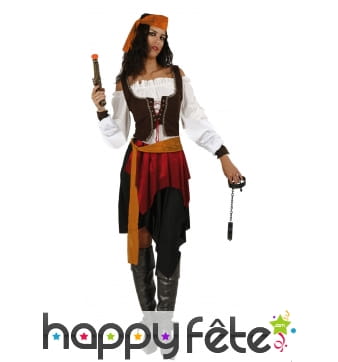 Ensemble piratesse avec corset marron