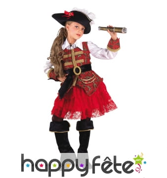 Elégante robe de petite capitaine pirate rouge