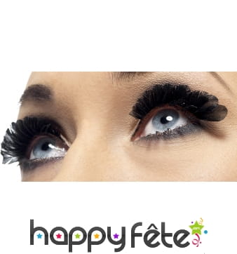 Faux cils glamour plumes noires + colle