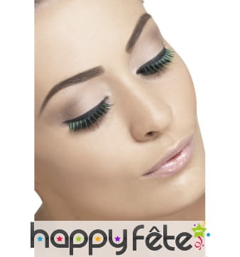 Faux cils noirs ajout vert