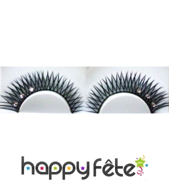 Faux cils noirs effet naturel 3 strass