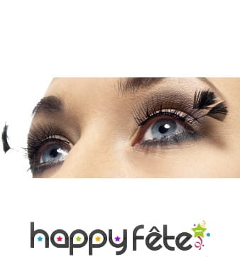 Faux cils noirs plumes en coin