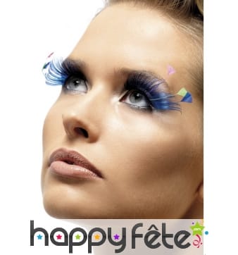 Faux cils plumes bleues