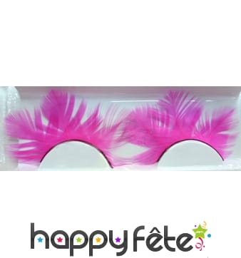 Faux cils plumes fuschia