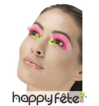 Faux cils rose fluo 80's