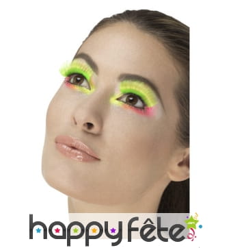 Faux cils verts fluo 80's