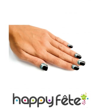 Faux ongles noirs toile d'araignée