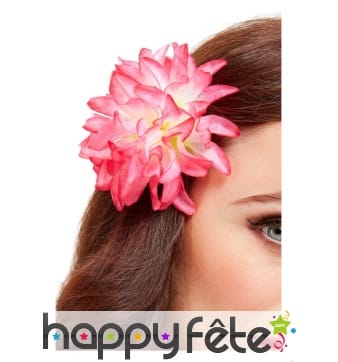 Fleur rose Hawaïenne sur barrette