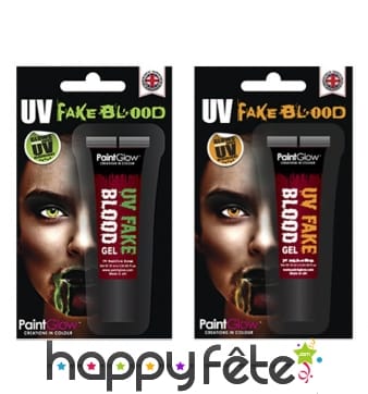 Faux sang UV phosphorescent en gel