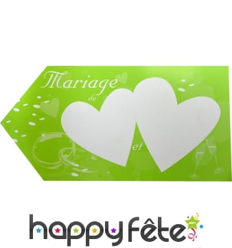 Fleche verte d'indication pour mariage