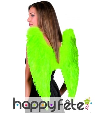 Grandes ailes d'ange vertes en plumes