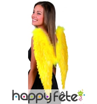 Grandes ailes jaunes d'ange en plumes