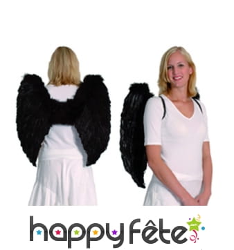 Grandes ailes noires d'ange en plumes