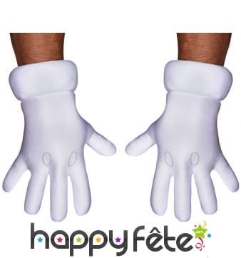 Gants blancs de Mario pour adulte