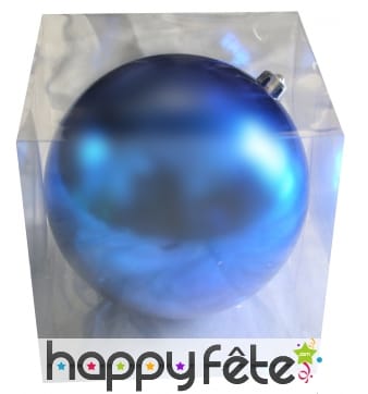 Grosse boule de noel bleue brillante de 20cm