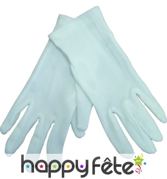 Gants blancs en polyester pour enfant.