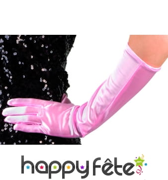 Gants élastiques rose satiné