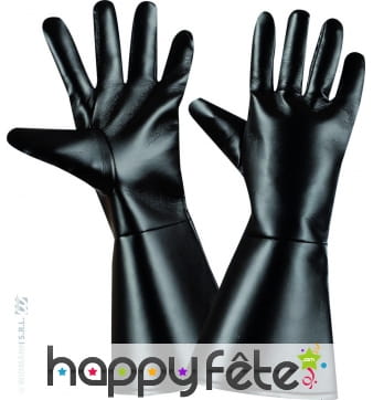 Gants noir en simili cuir pour adultes