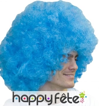 Grosse perruque afro bleu