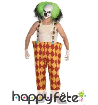 Grand pantalon de clown tueur avec perruque verte