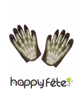 Gants squelette phosphorescents taille enfant