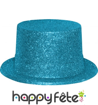 Haut de forme avec paillettes turquoise