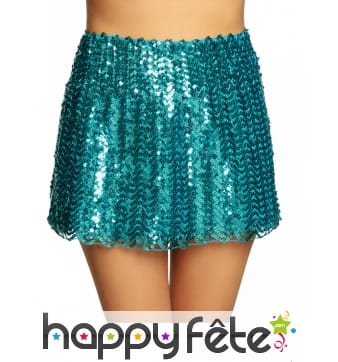 Jupe disco turquoise à sequins