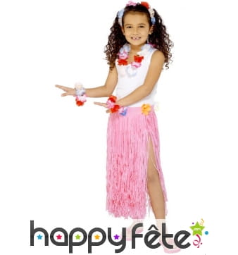 Jupe hawaïenne enfant rose