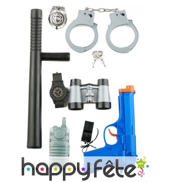 Kit accessoires plastique de Policier pour enfant