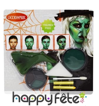 Kit costmétique maquillage de sorcière verte