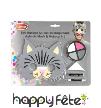 Kit de maquillage de chat avec masque, enfant