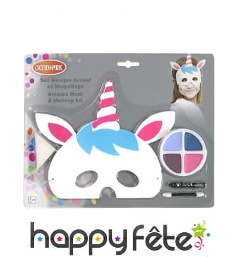 Kit de maquillage de licorne avec masque, enfant