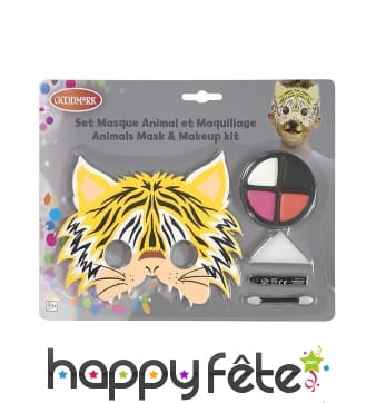 Kit de maquillage de tigre avec masque, enfant