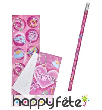 Kit de papeterie princesse rose