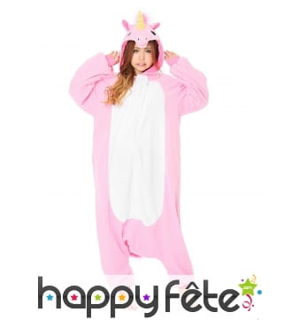 Kigurumi licorne rose pour adulte