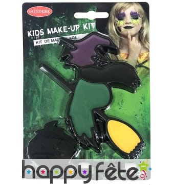 Kit maquillage de sorcière verte pour enfant