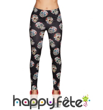 Legging coloré têtes de mort Dia de los muertos